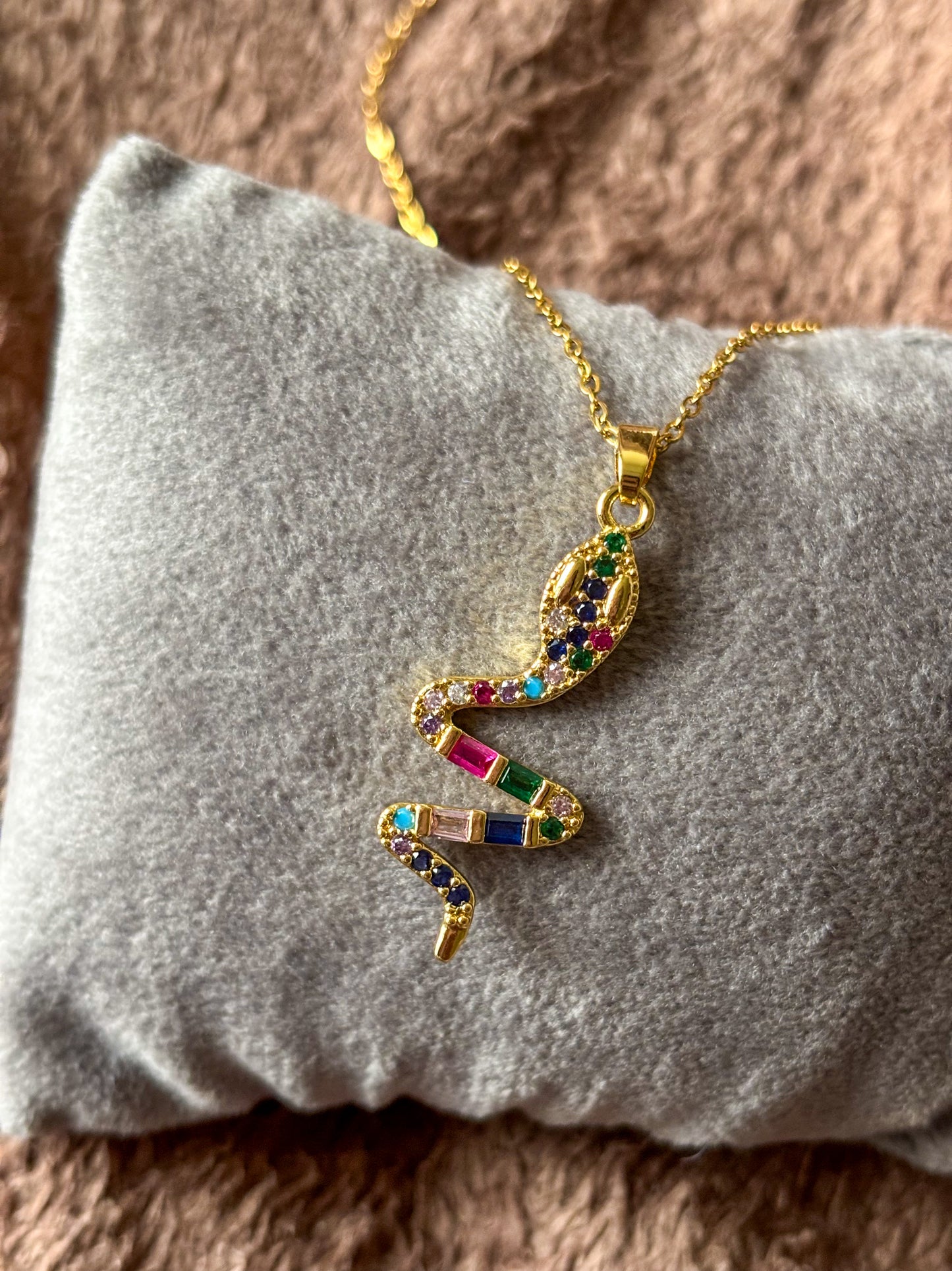 Glam Snake Multi Stone Necklace