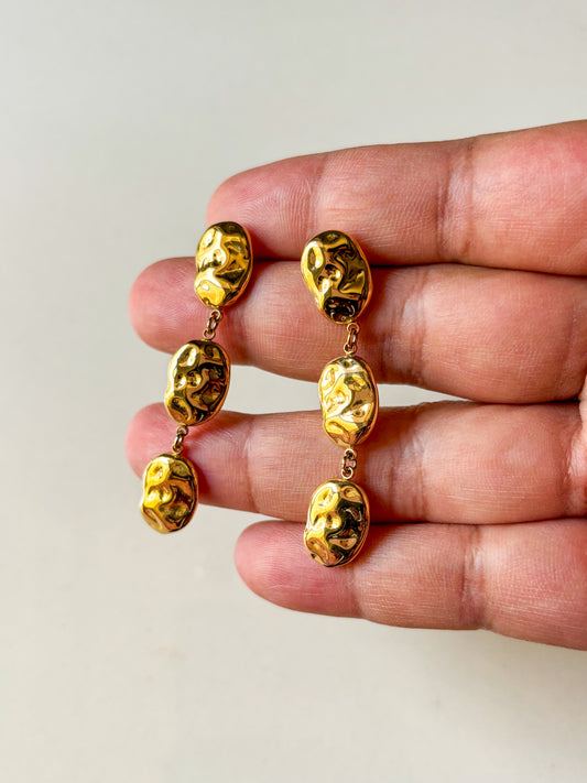 Stone Hammered Long Earrings