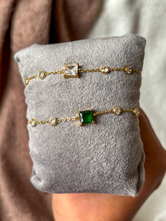 Emerald & Crystal Gold Vermeil Bracelet