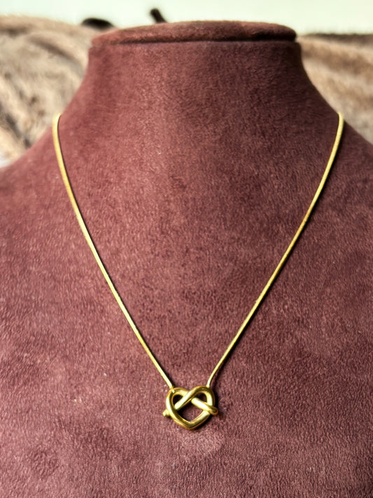 Golden Heart Knot Necklace