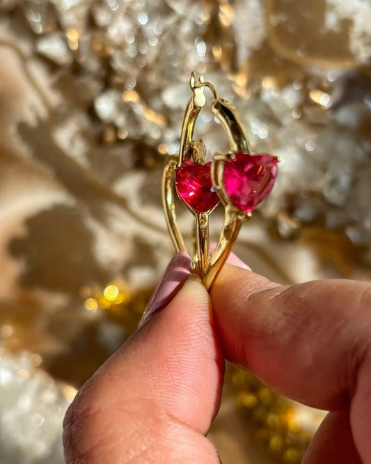 Ruby Heart Anti Tarnish Earring