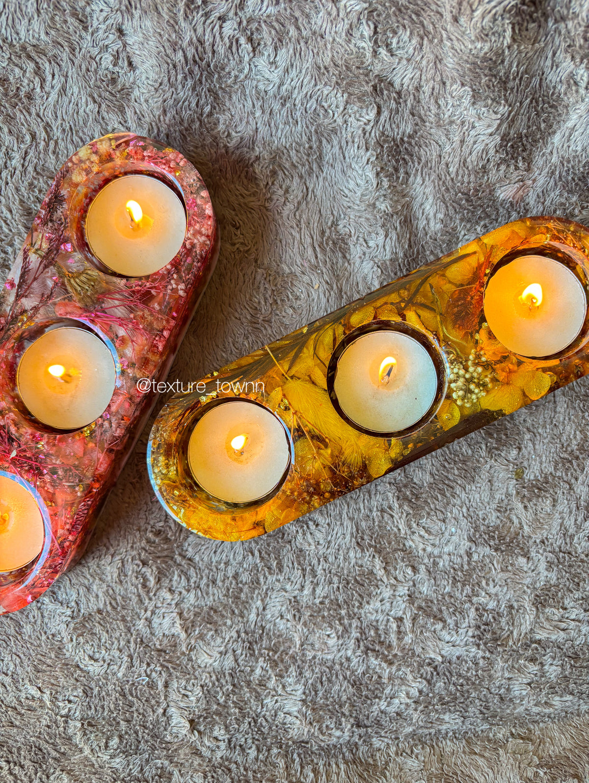 Resin Tealight Holders with Real Flowers