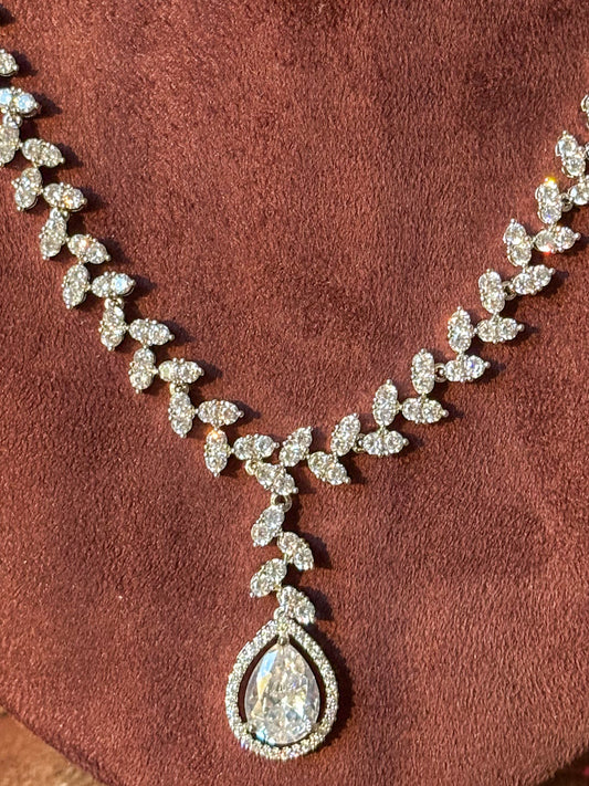 Premium Pear-Cut  AD Necklace Set