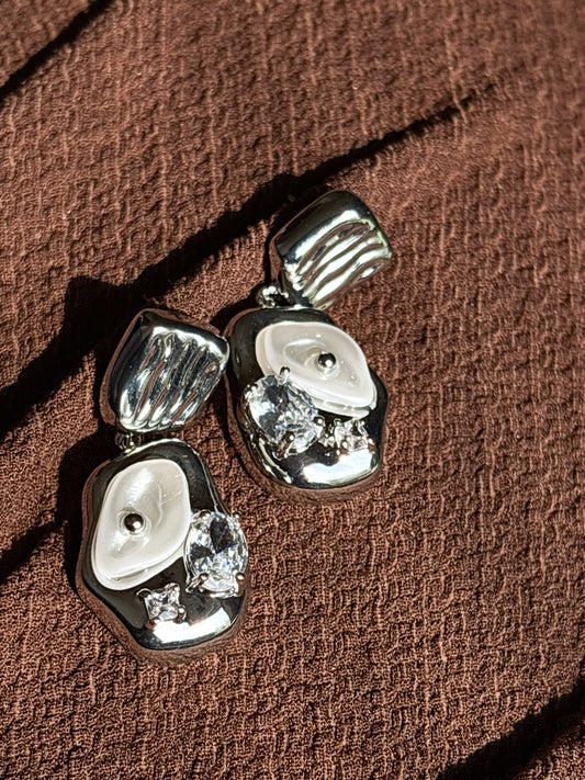 Mother of Pearl Drop Earring with Diamonds