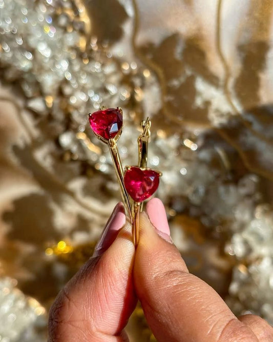 Ruby Heart Anti Tarnish Earring
