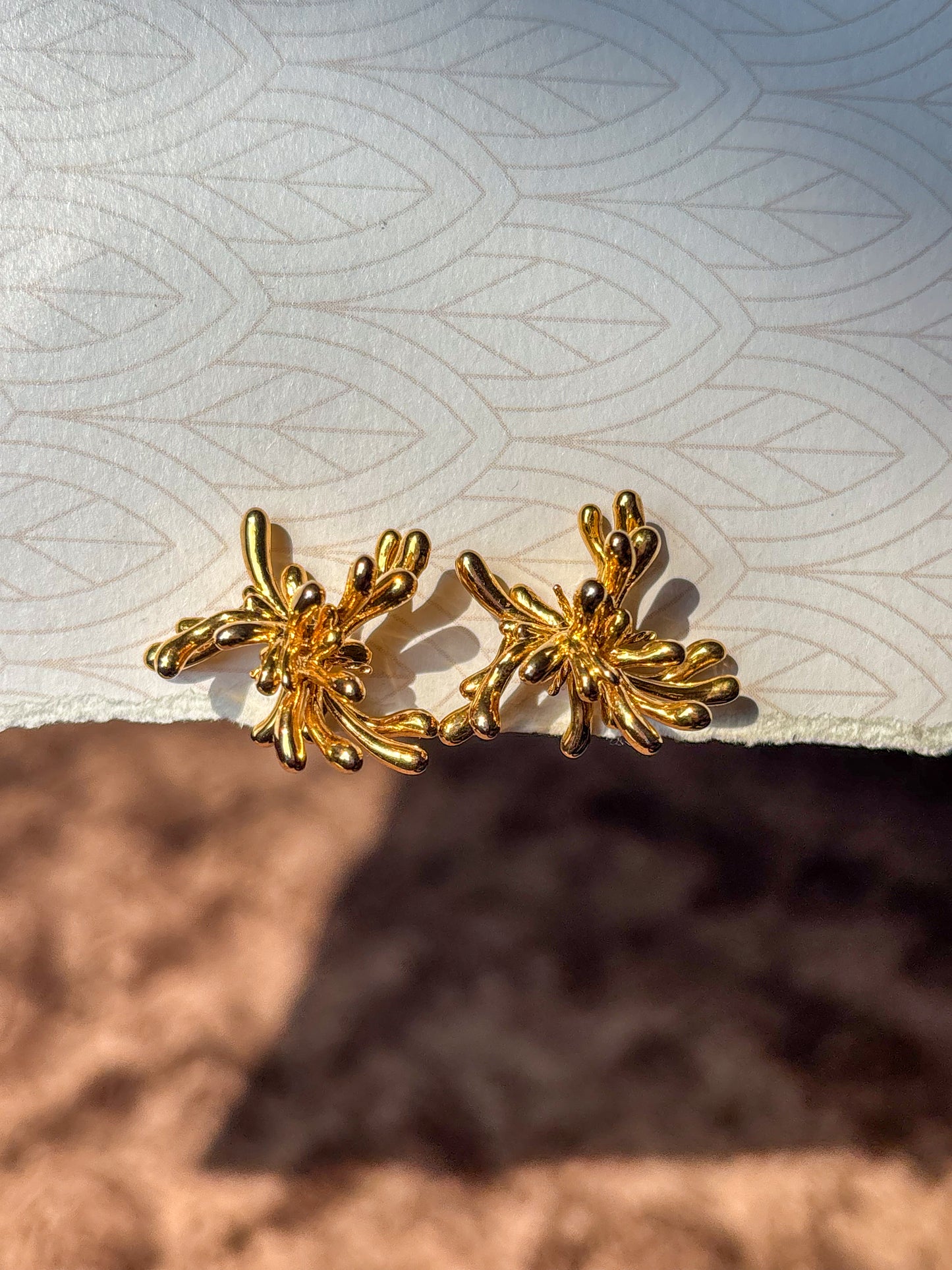 Golden Floral Studs