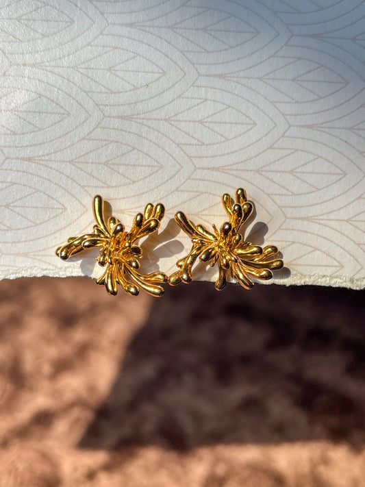 Golden Floral Studs