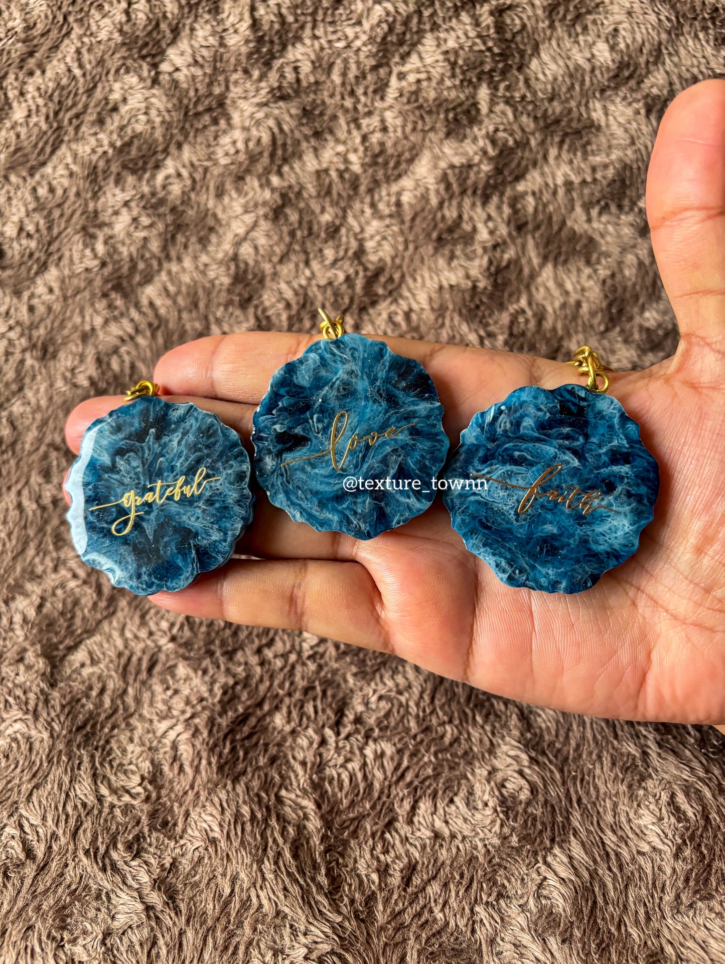 Handmade Textured Resin Keychain