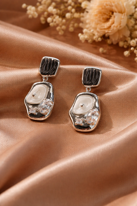 Mother of Pearl Drop Earring with Diamonds