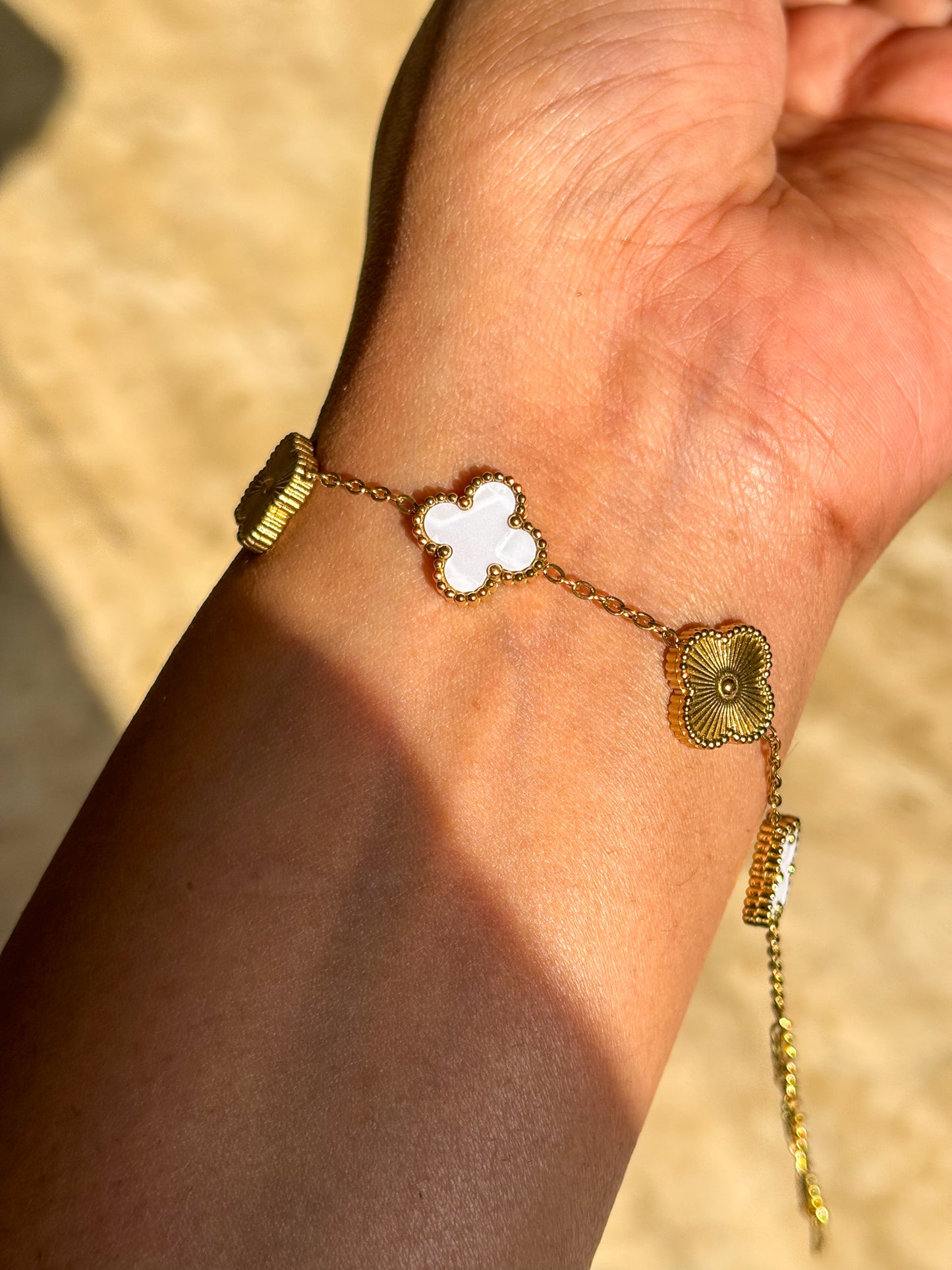 Clover Anti-Tarnish Bracelet in White Your Everyday Lucky Charm