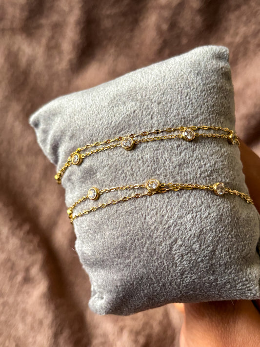 Delicate White Stone Bracelet Anti Tarnish