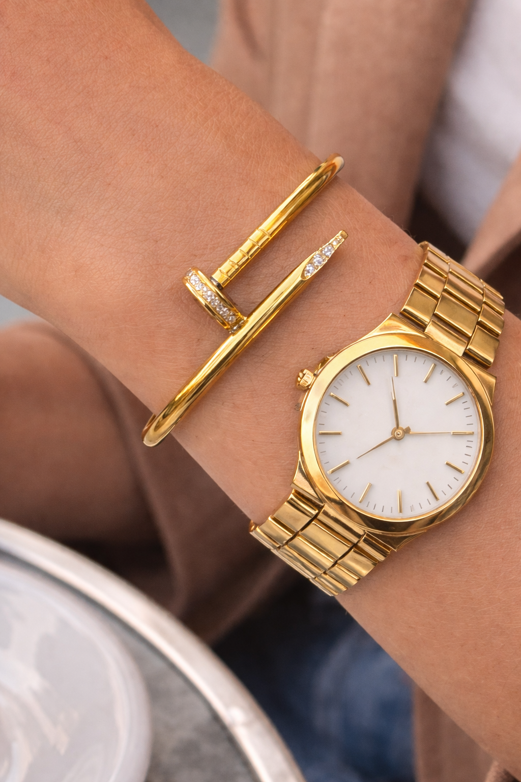 Crystal Cuff - Gold Nail Bracelet