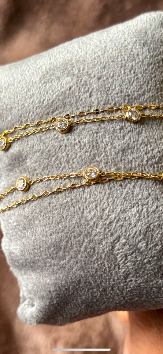 Delicate White Stone Bracelet Anti Tarnish