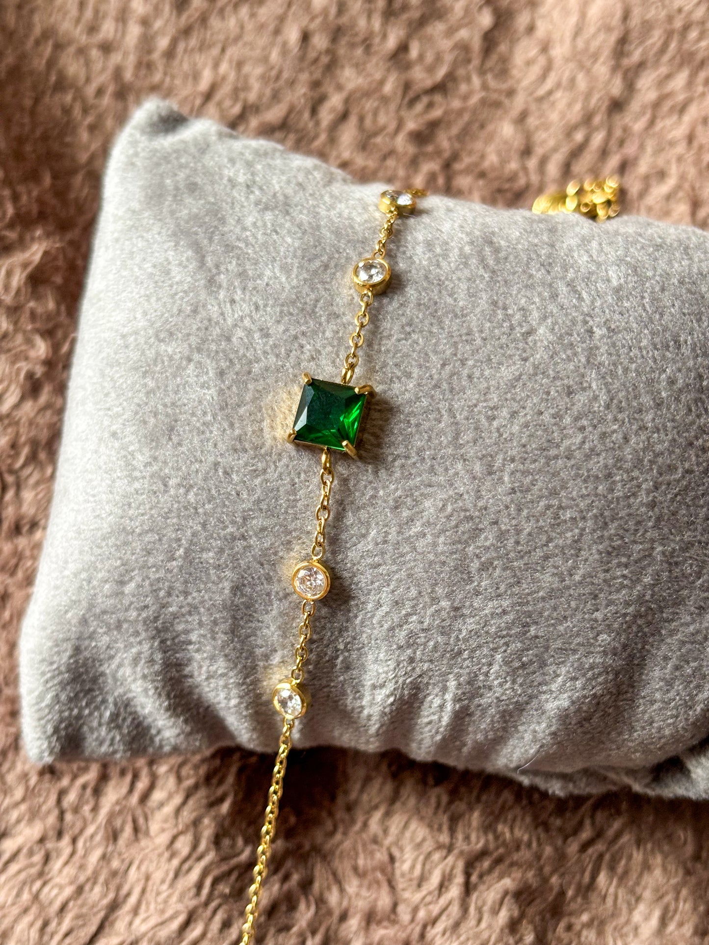 Emerald & Crystal Gold Vermeil Bracelet