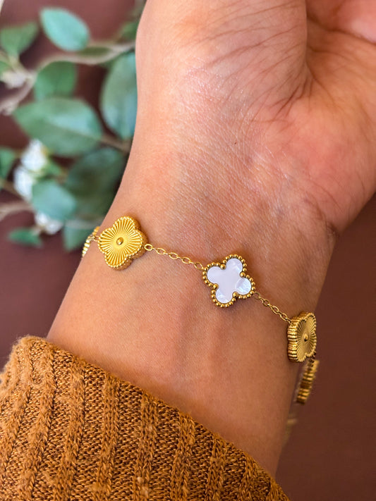 Clover Anti-Tarnish Bracelet in White Your Everyday Lucky Charm