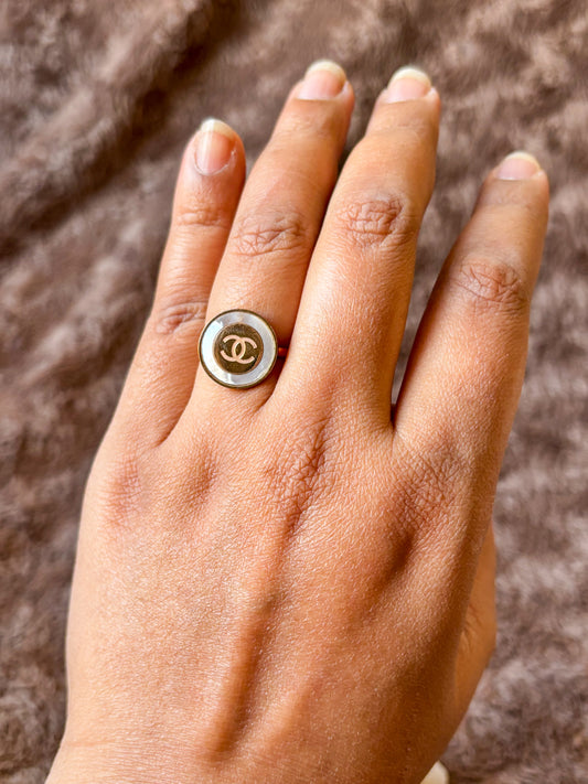 Rose Gold CC Logo Ring