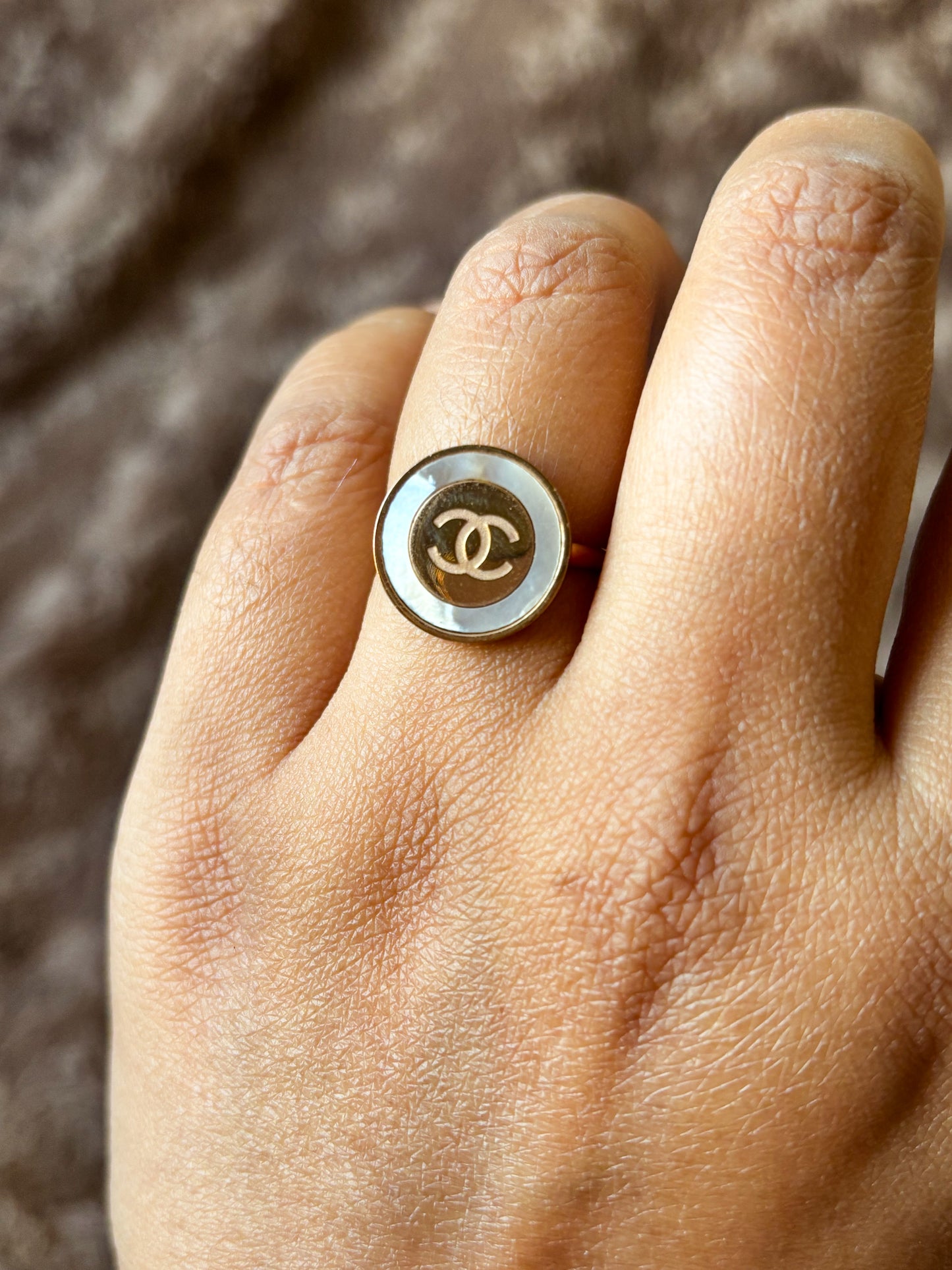 Rose Gold CC Logo Ring