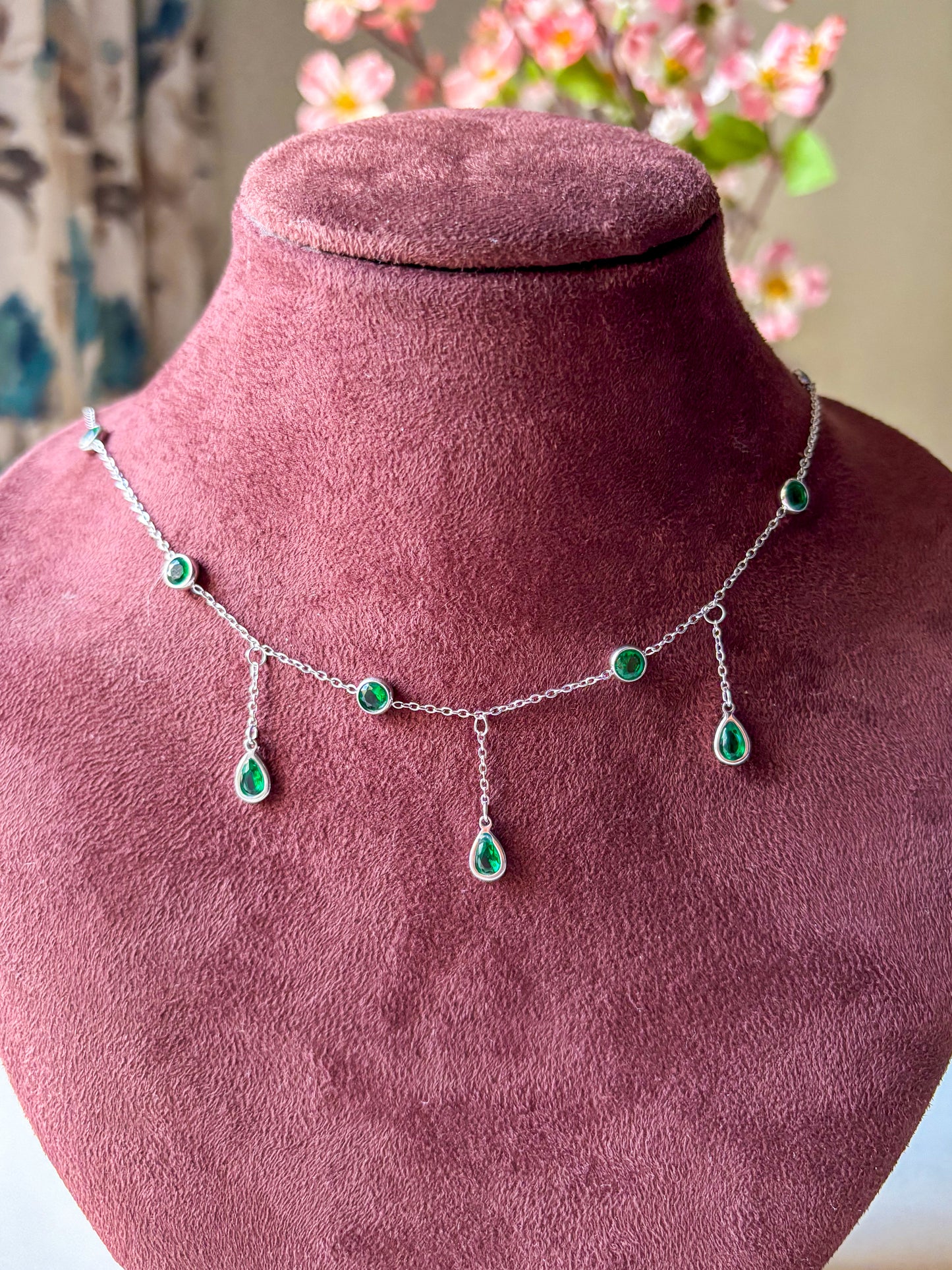 Emerald Drop Dainty Necklace