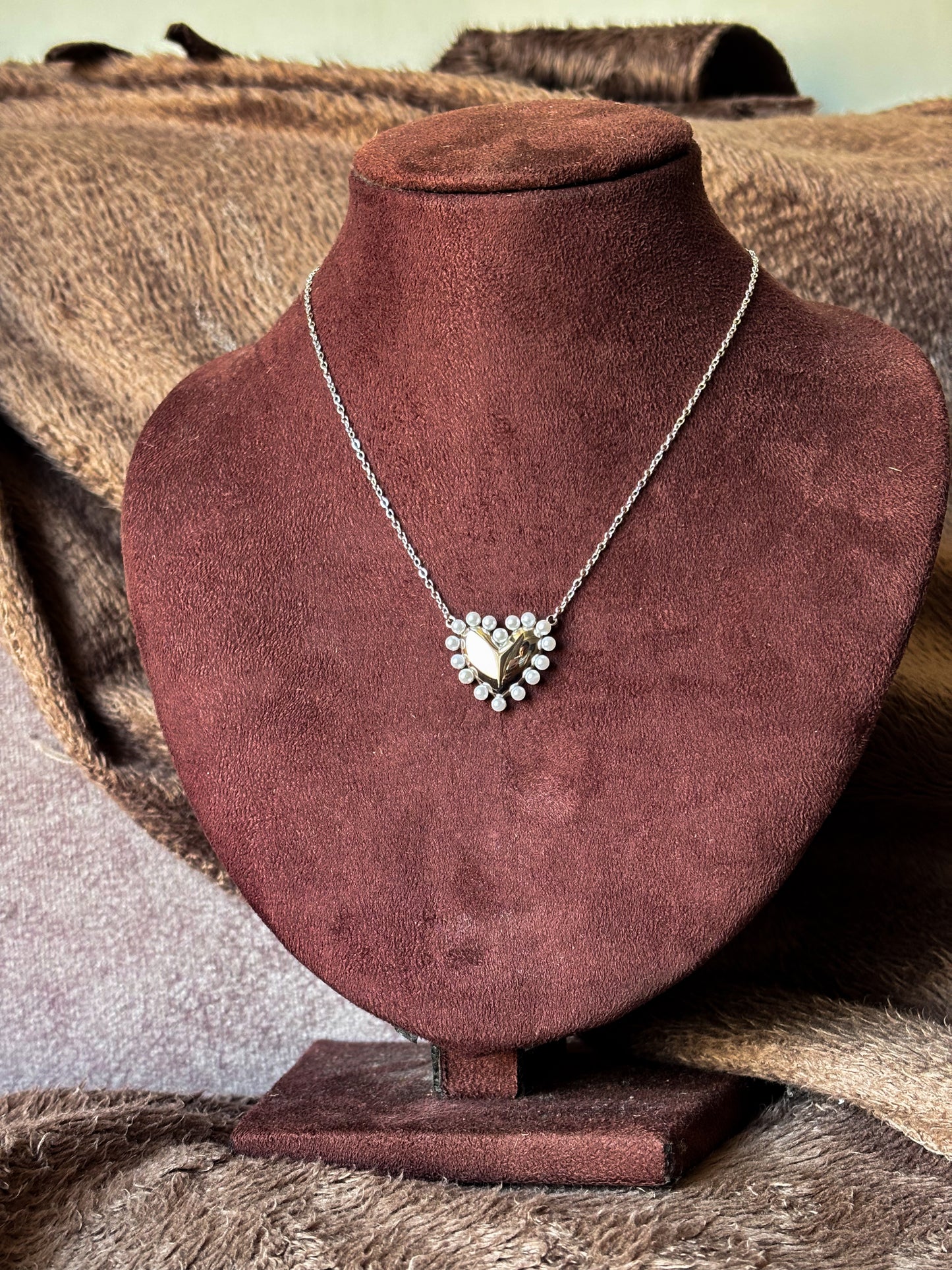 Pearl Heart Pendant Necklace
