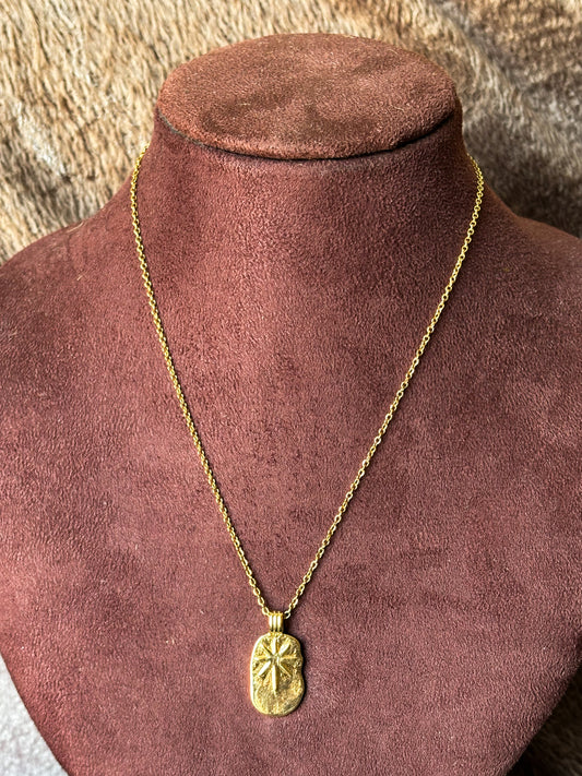 Celestial Starburst Gold Pendant Necklace