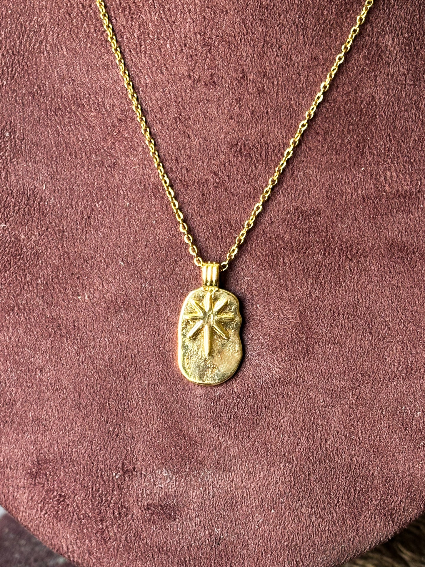 Celestial Starburst Gold Pendant Necklace