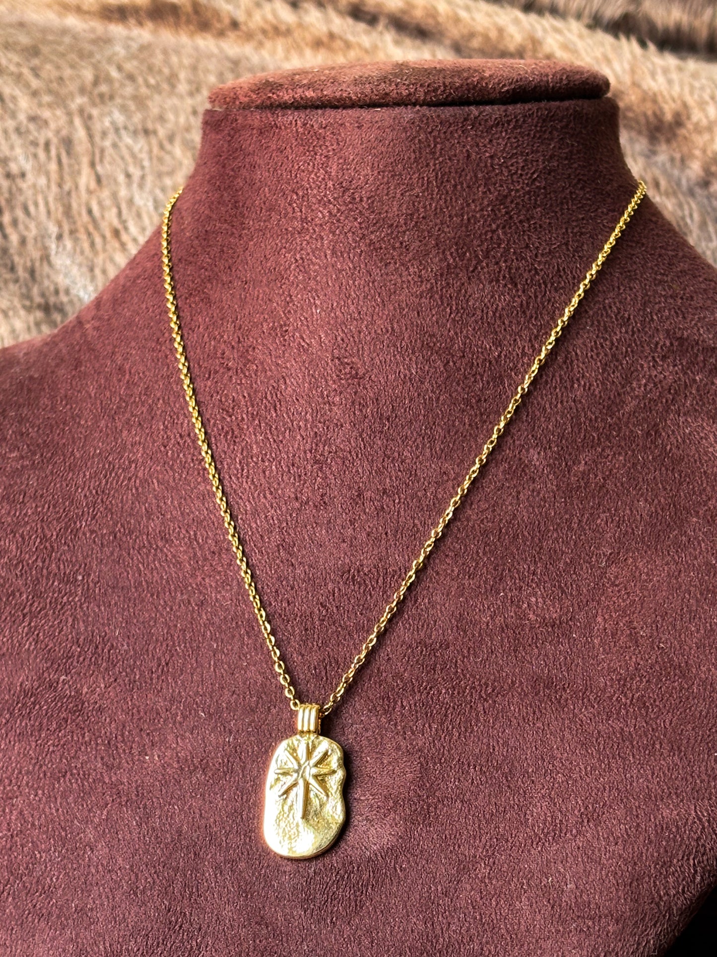 Celestial Starburst Gold Pendant Necklace
