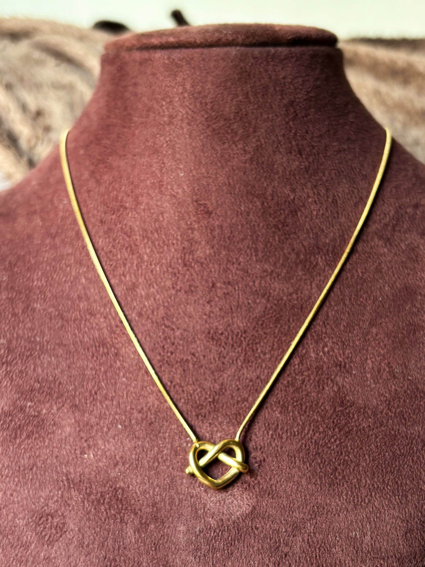 Golden Heart Knot Necklace
