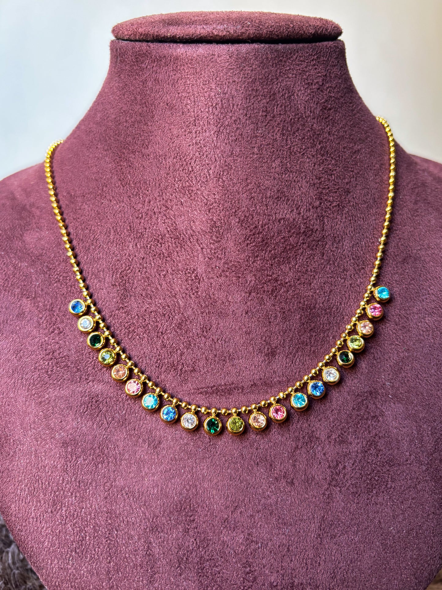 Rainbow Crystal Dainty Multicolor Statement Chain