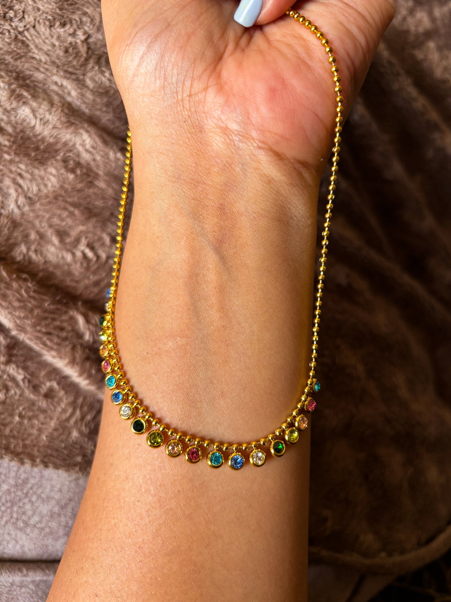 Rainbow Crystal Dainty Multicolor Statement Chain