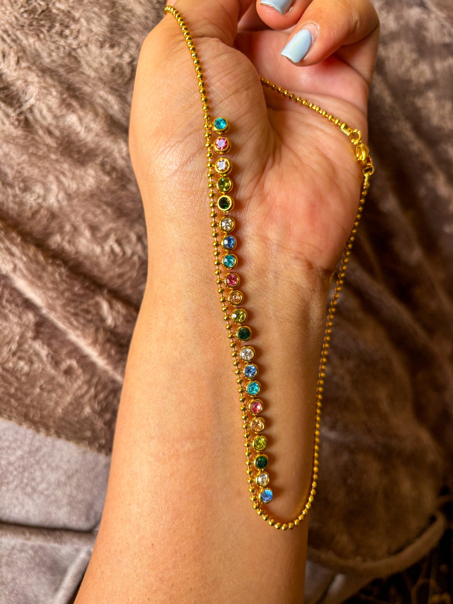 Rainbow Crystal Dainty Multicolor Statement Chain