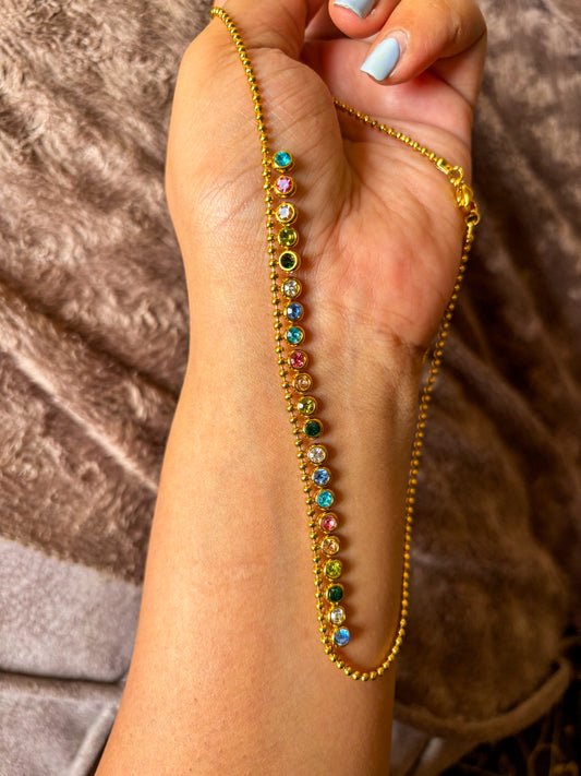 Rainbow Crystal Dainty Multicolor Statement Chain
