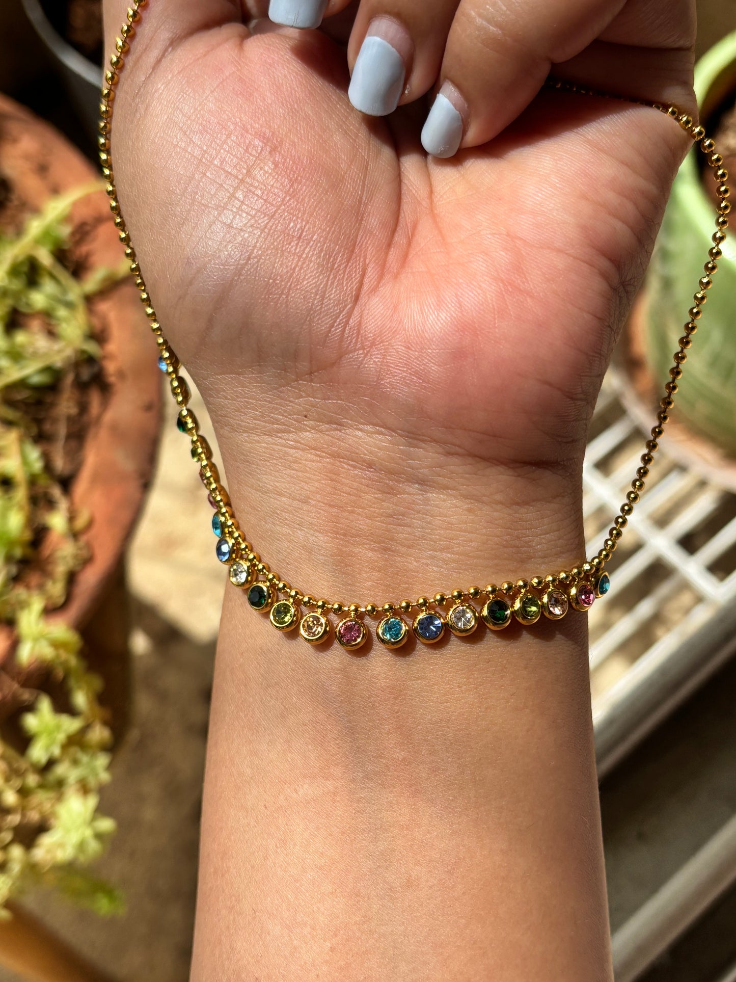 Rainbow Crystal Dainty Multicolor Statement Chain