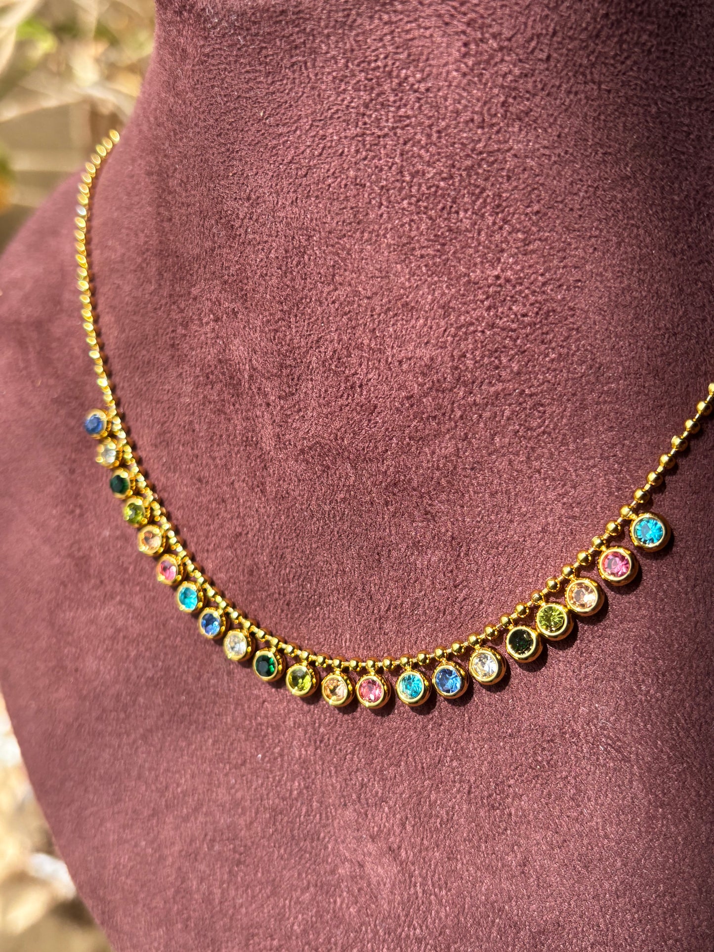 Rainbow Crystal Dainty Multicolor Statement Chain