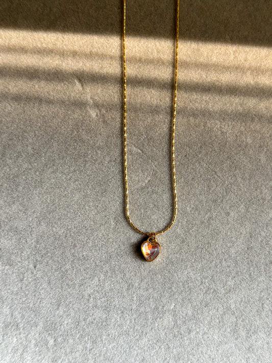 Necklace with a small  crystal heart pendant 