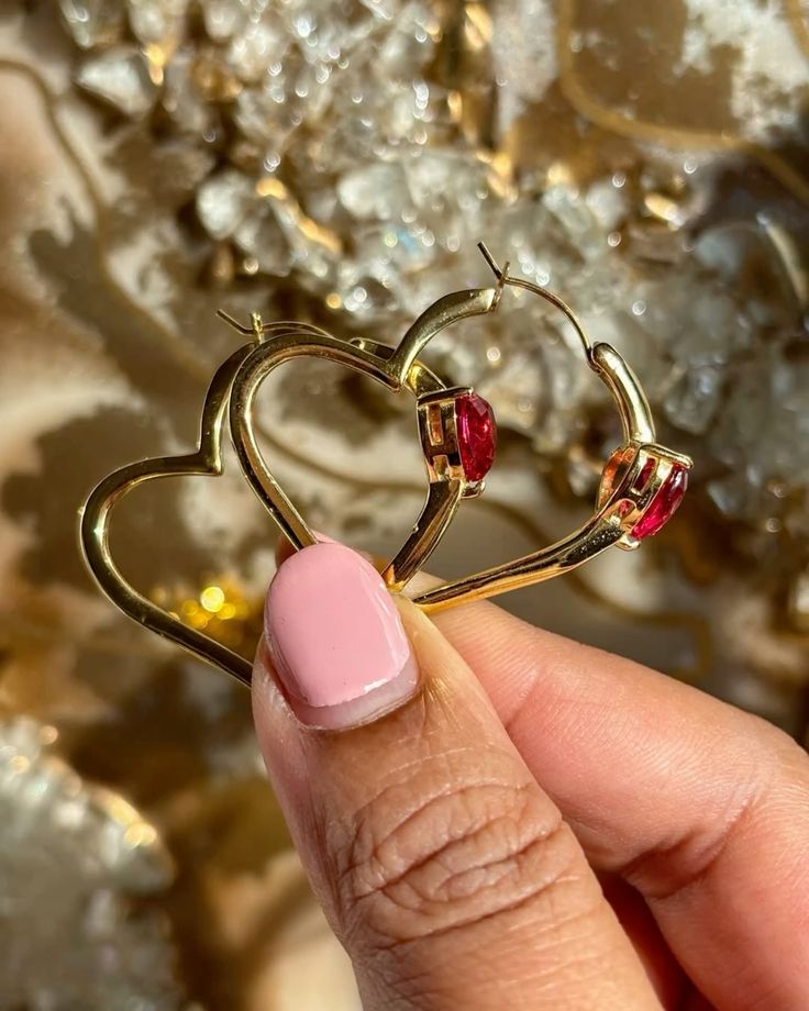 Ruby Heart Anti Tarnish Earring