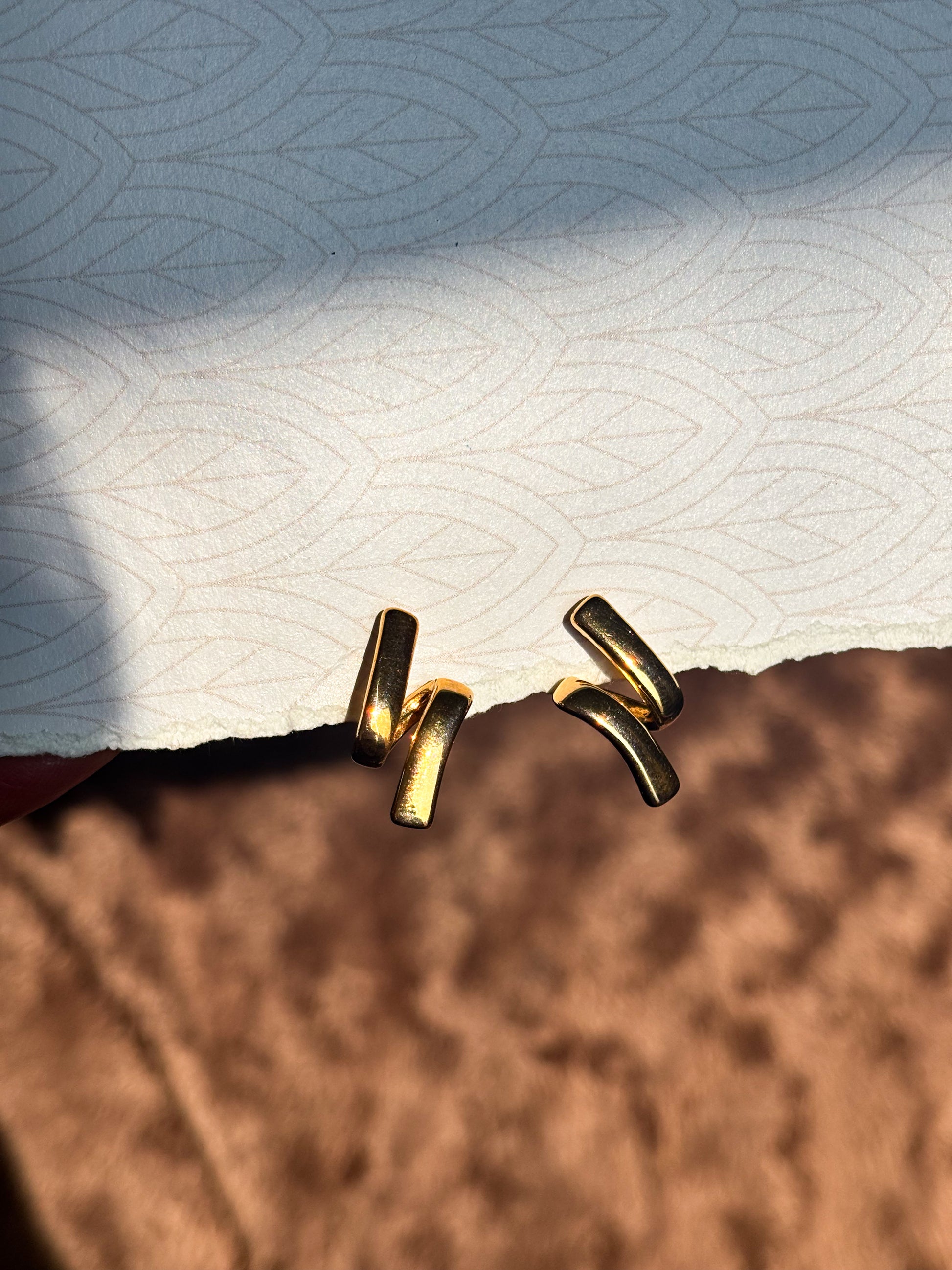 Lightweight geometric stud earrings with anti-tarnish finish