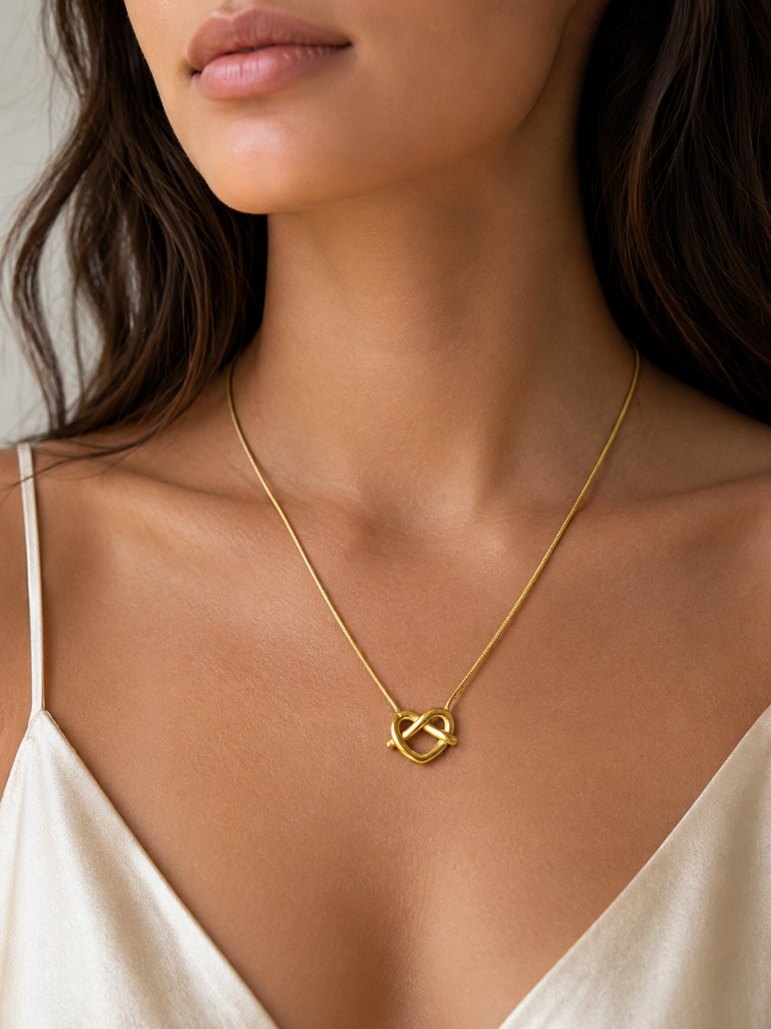 Golden Heart Knot Necklace