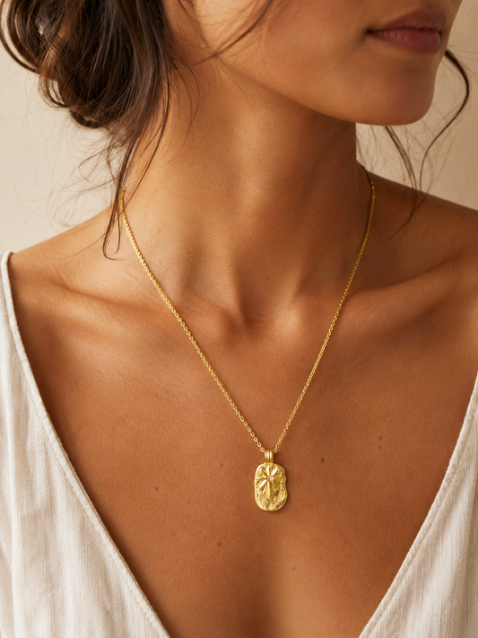 Celestial Starburst Gold Pendant Necklace