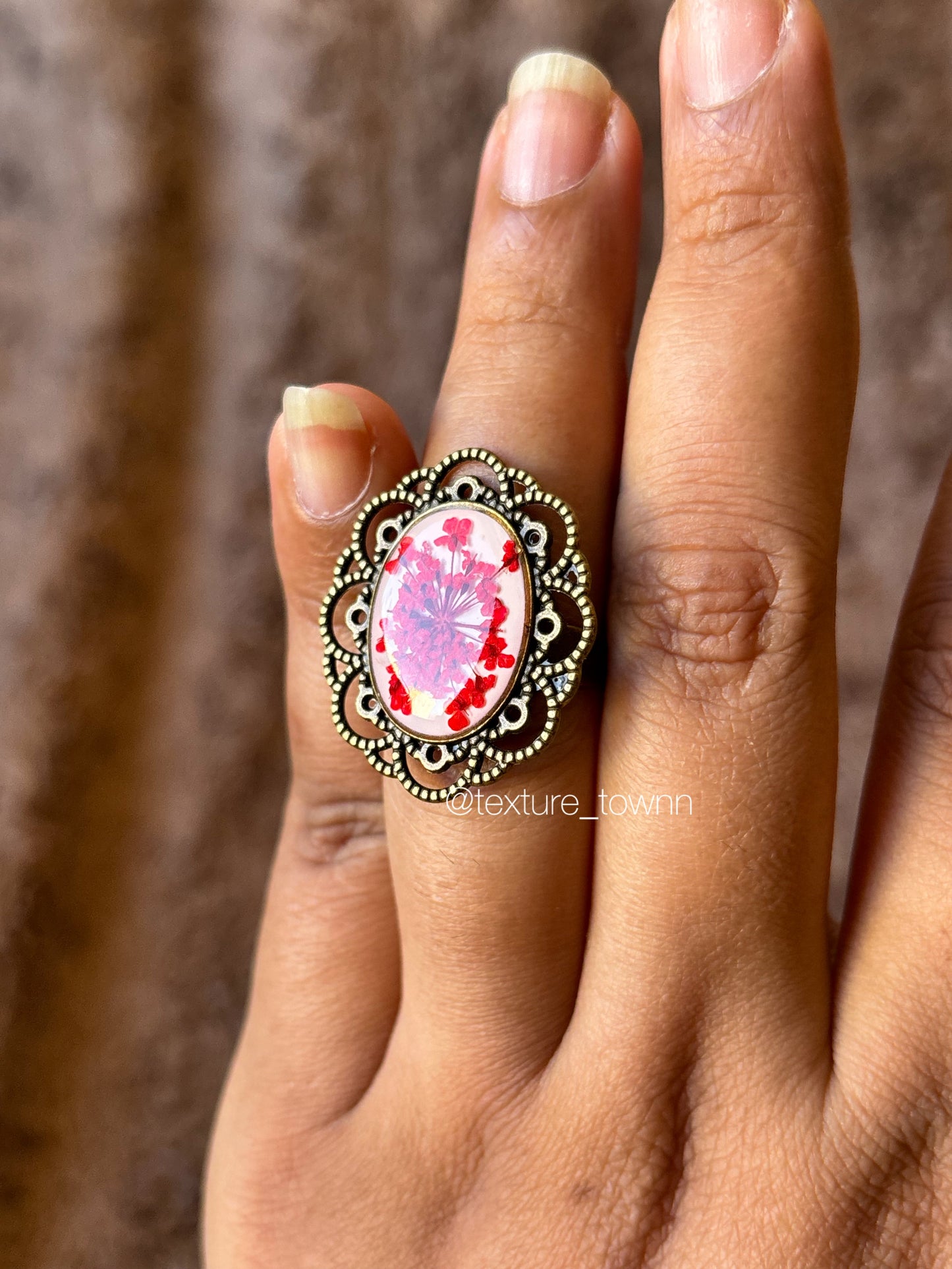 Vintage Handmade Resin Floral Ring