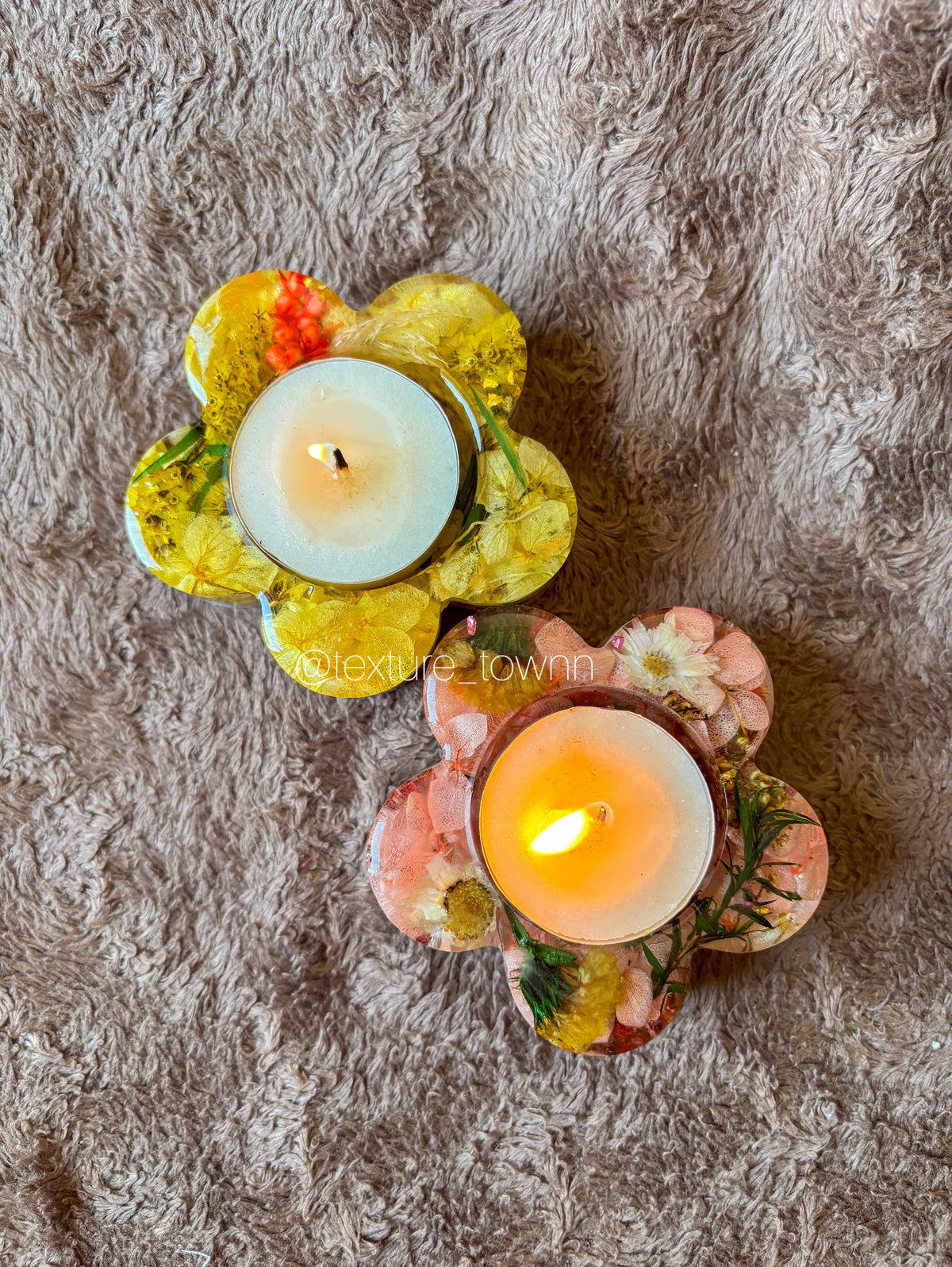 Handmade Flower Resin Tealight Holders