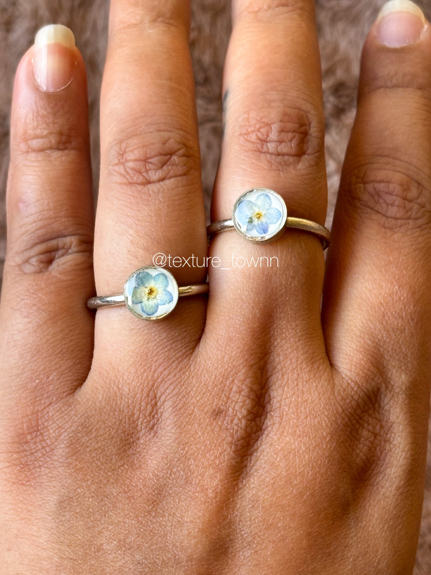 Forget-Me-Not Flower Resin Rings