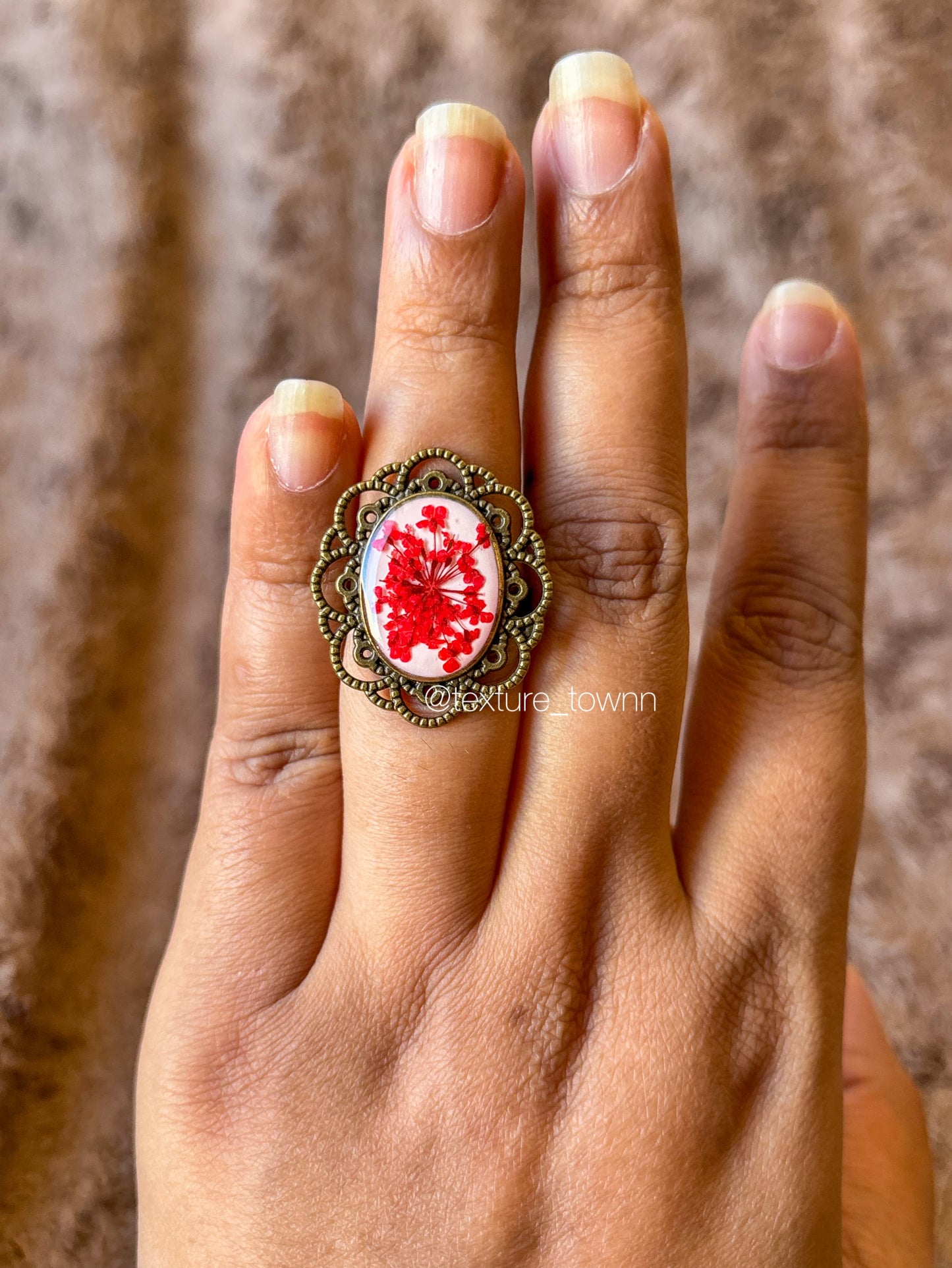 Vintage Handmade Resin Floral Ring
