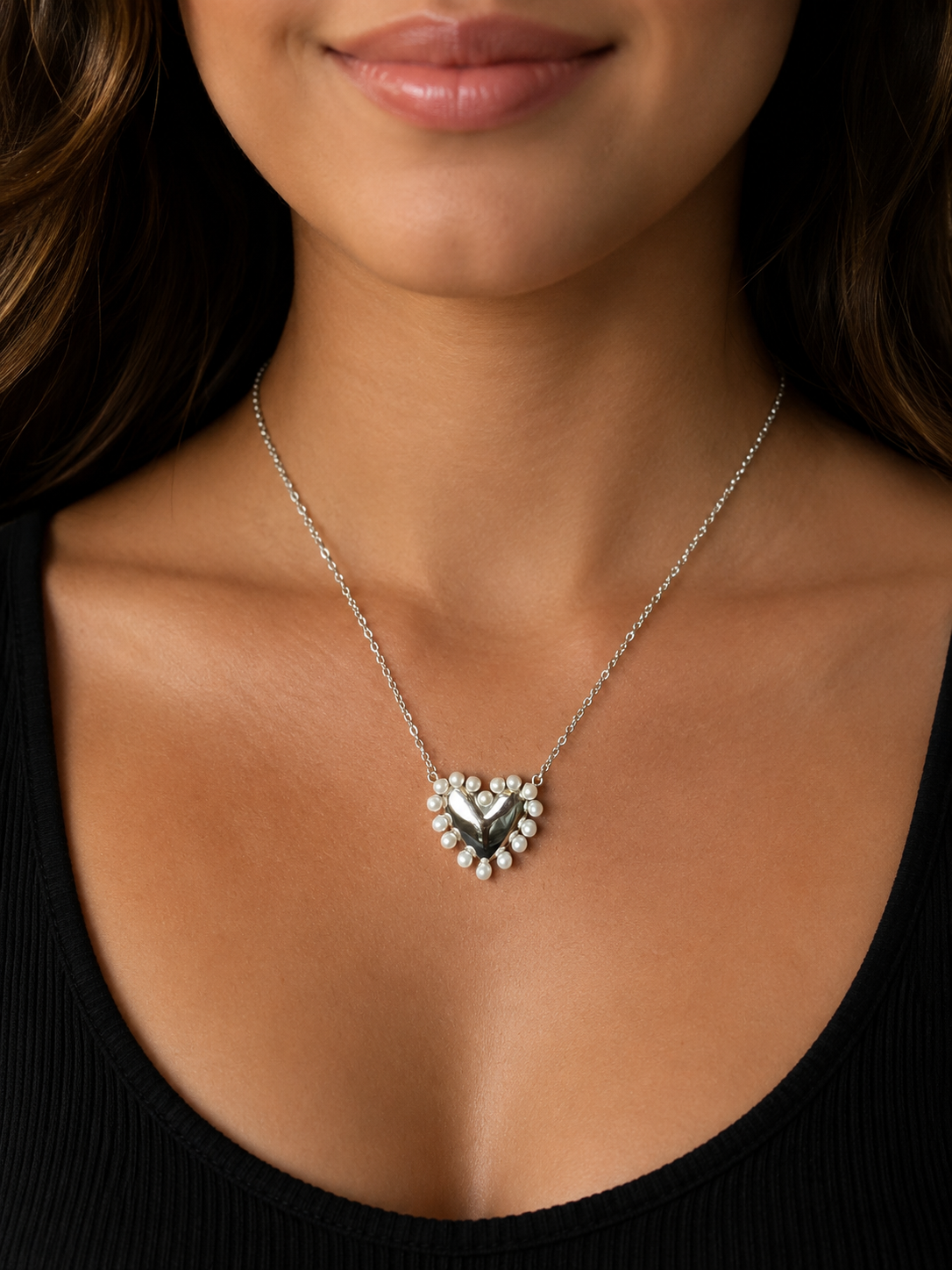 Pearl Heart Pendant Necklace